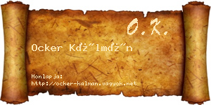 Ocker Kálmán névjegykártya